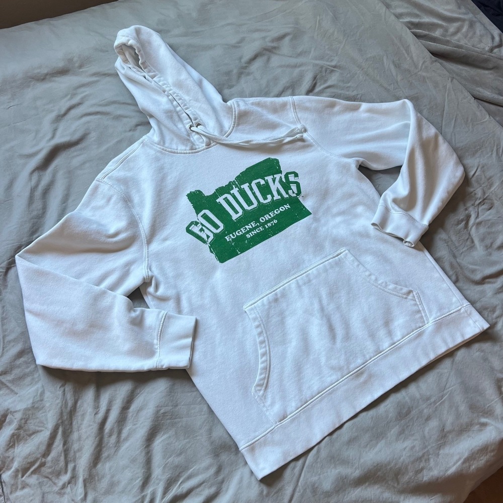 Oregon Ducks Hoodie Unisex Size Small College University Go Ducks White Football - Picture 12 of 12